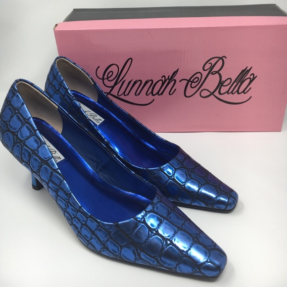 Lunnah Bella shoe Royal Blue Croco 2.5 Inches Heel - Picture 2 of 16